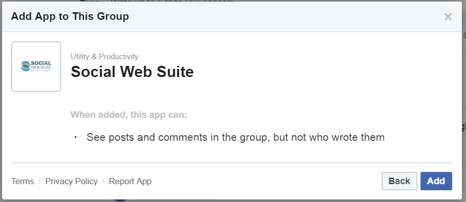 Add Social Web Suite app