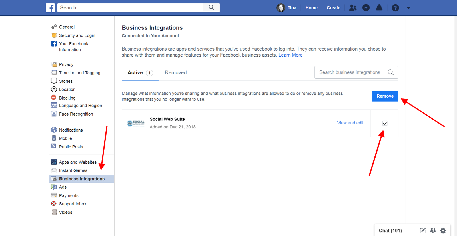 Remove Social Web Suite from Facebook